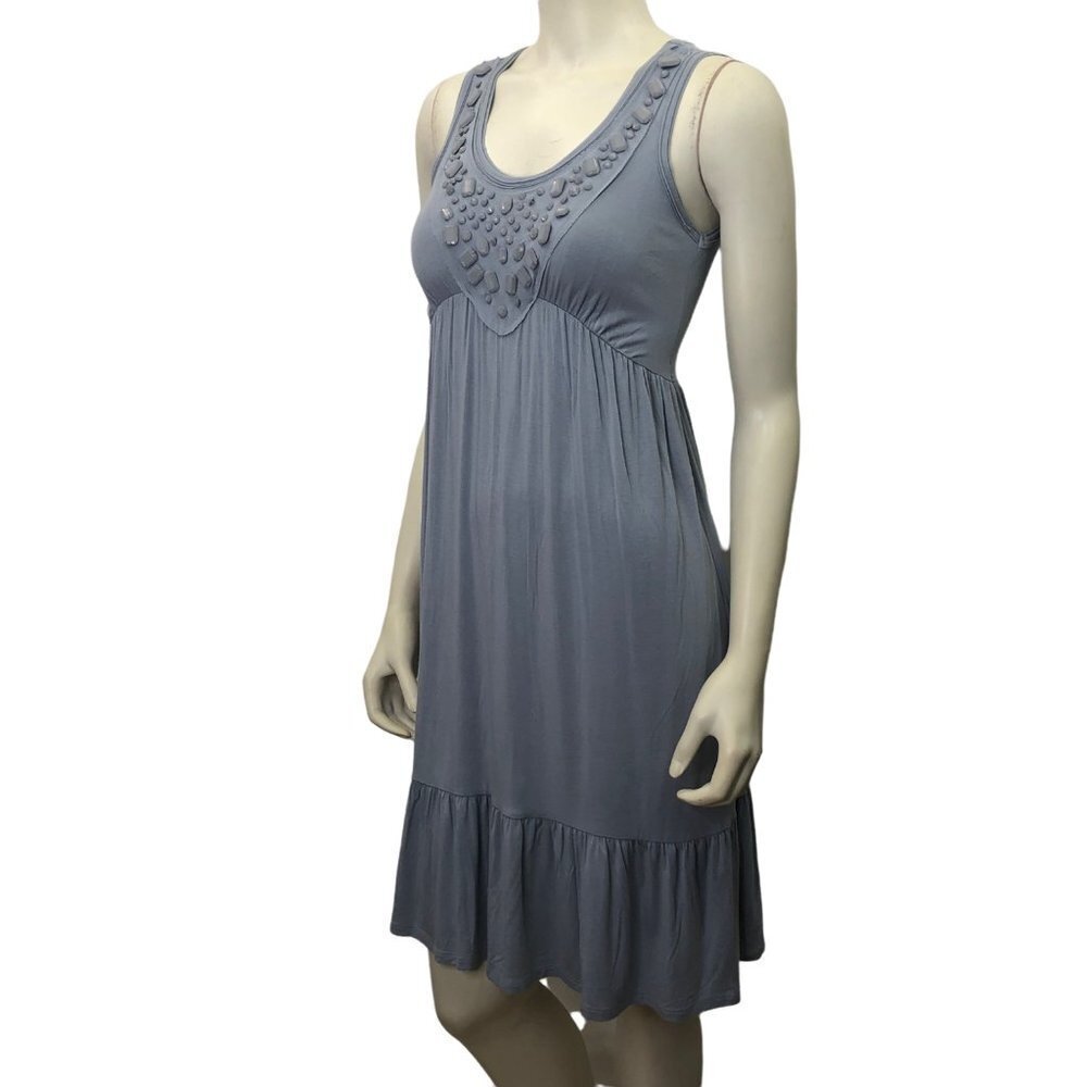 ECI NEW YORK GRAY DRESS BEADS EMBELLISH SZ 2 NWT